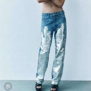 NWT Zara sequin jeans 
EUR 34 USA 2 
🚨no discount this original price 159$